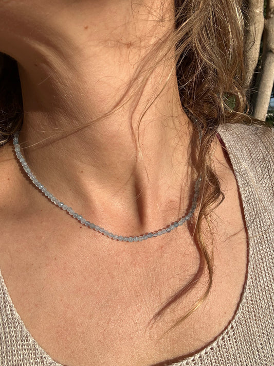 Aquamarine Faceted small Disk