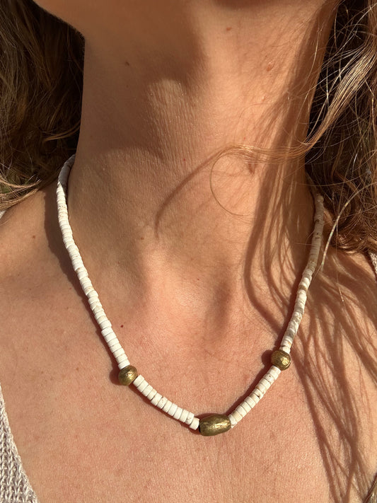 Howlite Wheels with Nigerian Beads