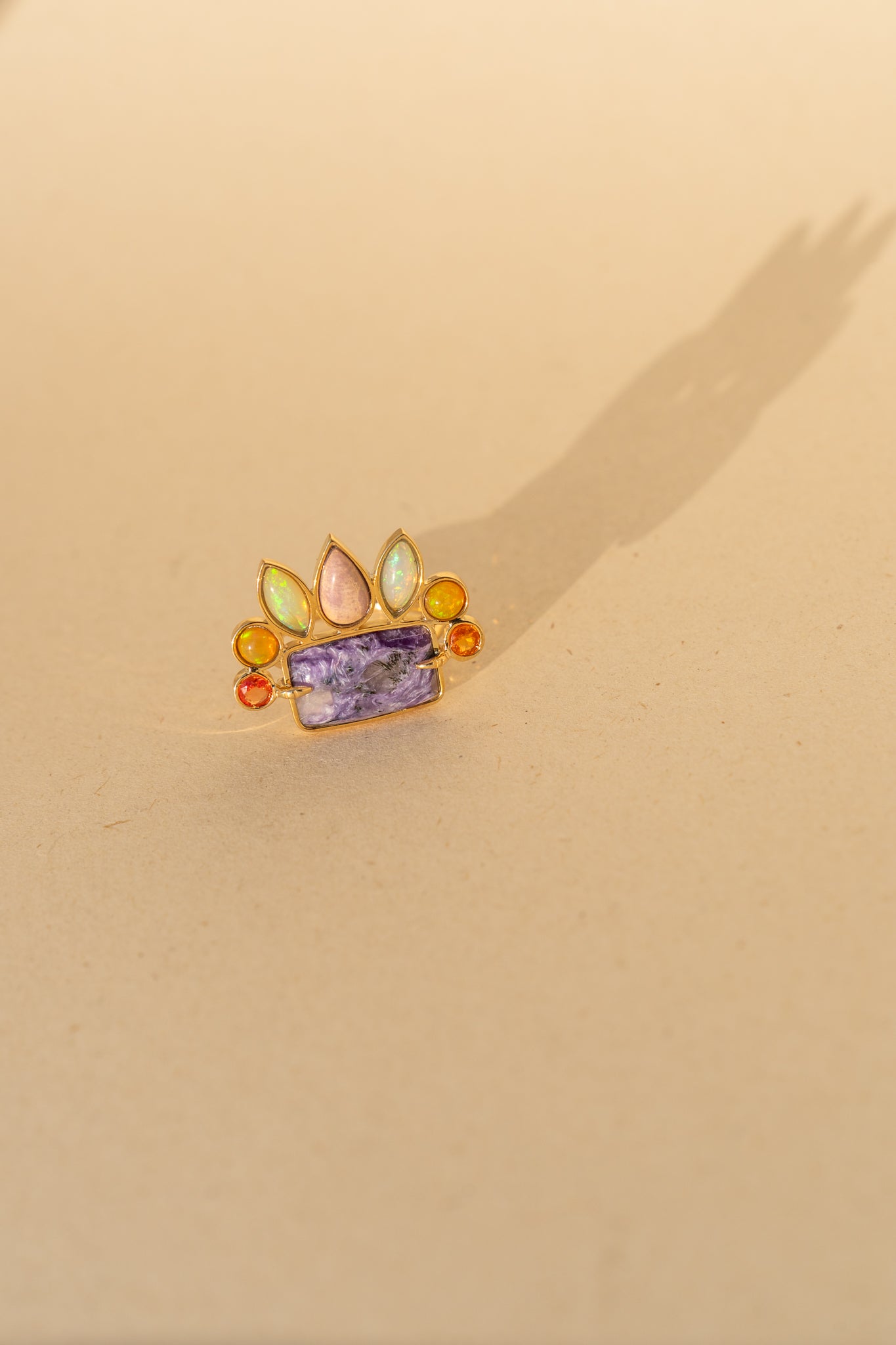 Rectangular Charoite, Opal, Sapphire and Rhodonite