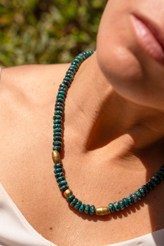 Chrysocolla with Nigerian Beads