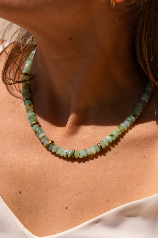 Chrysoprase Big Puka with Nigerian bead