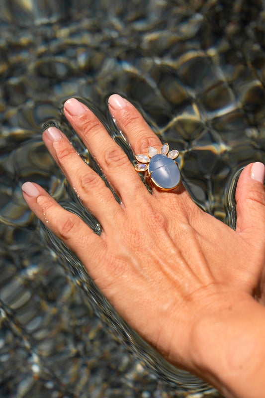 Egyptian Scarab and Moon Stone