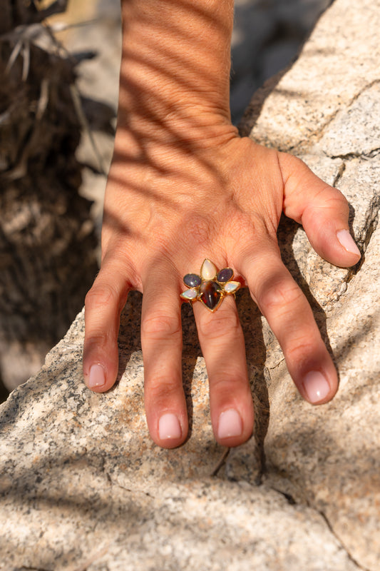 Brown, black and white Opal