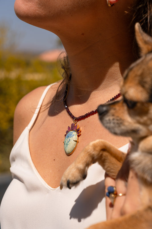 Chrysocolla with all types of Rubies