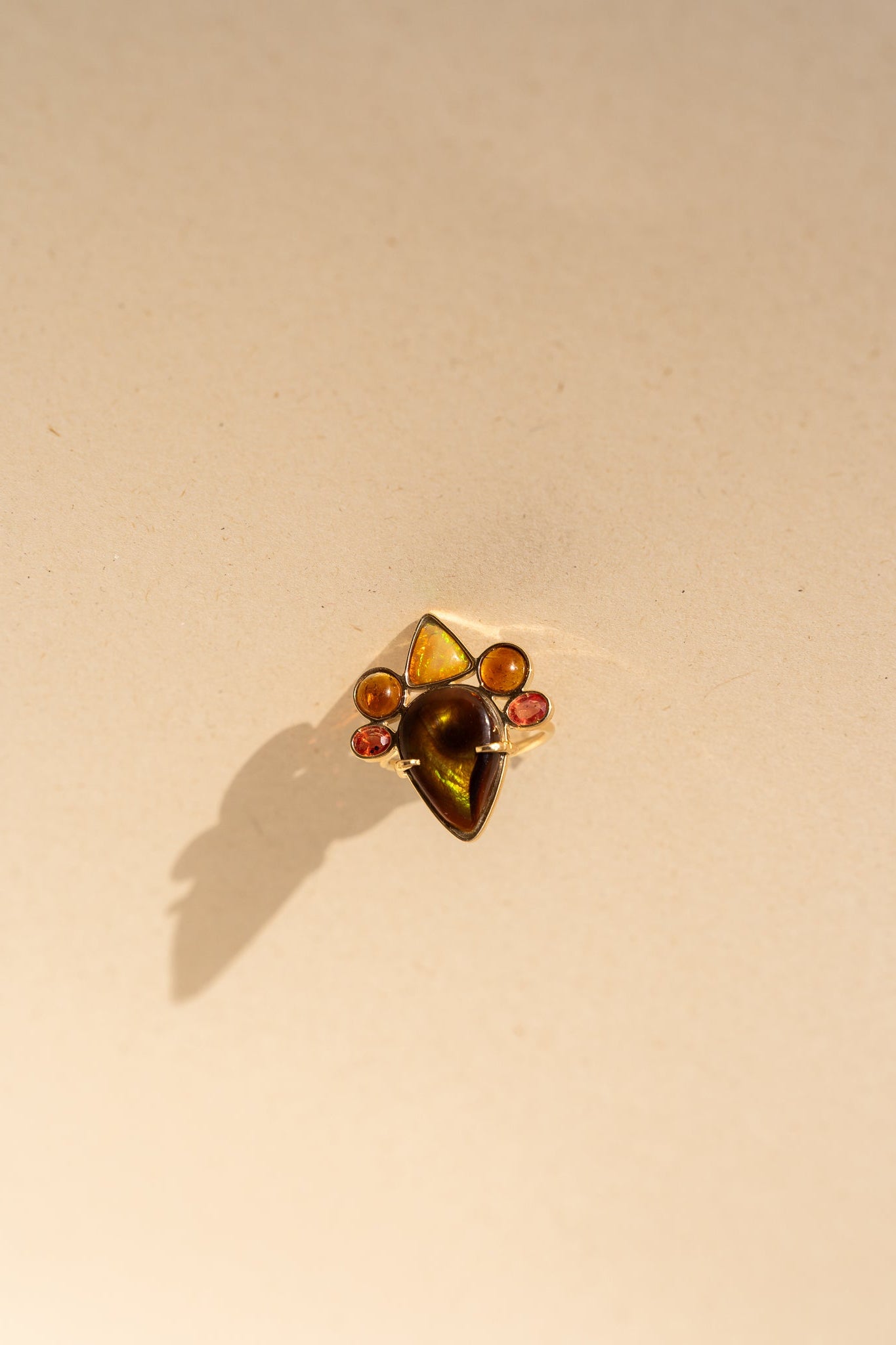 Dark and Light opal, Garnet and Sapphire