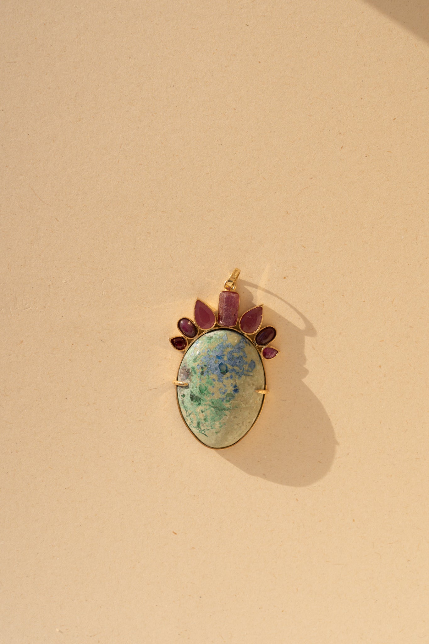 Chrysocolla with all types of Rubies