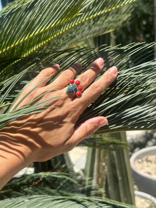 Prehnite with Malachite and Coral