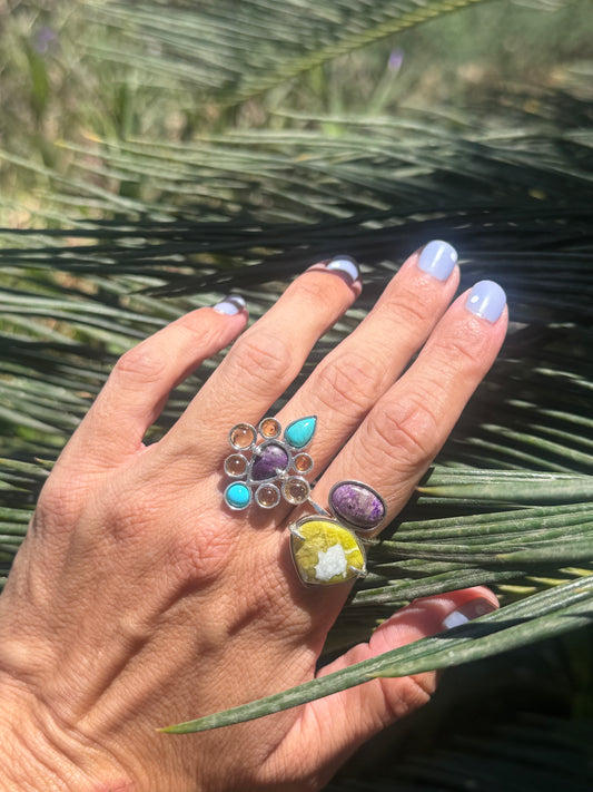 Sapphire, Charoite, Citrine and Turquoise Imperial ring