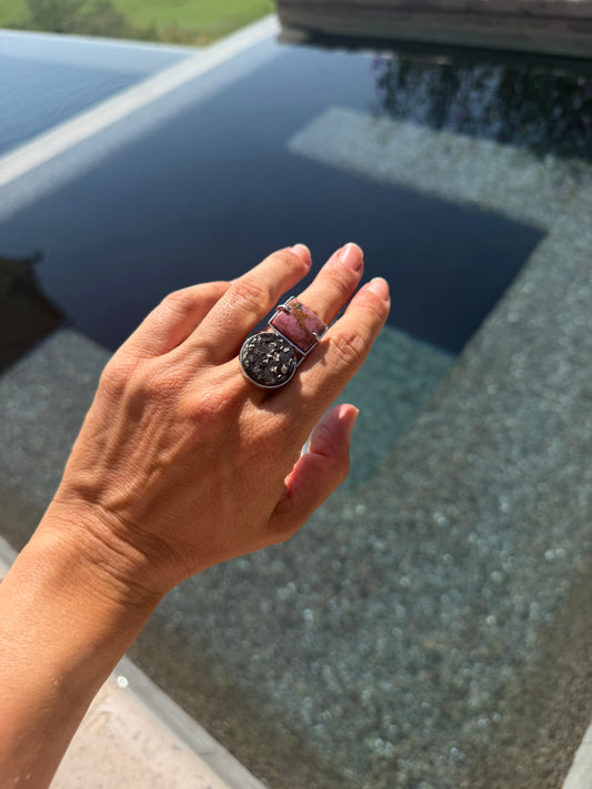 Square Rhodonite and Iron Pyrite