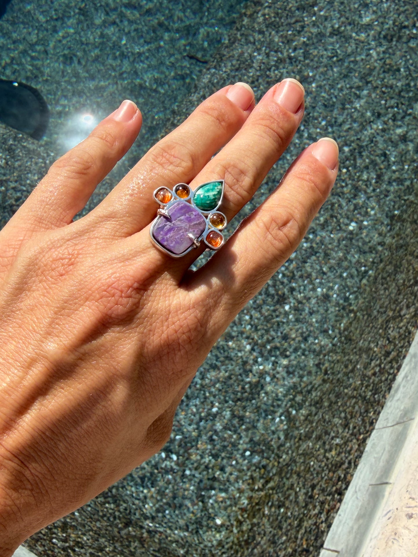 Charoite, SunStone and Garnet