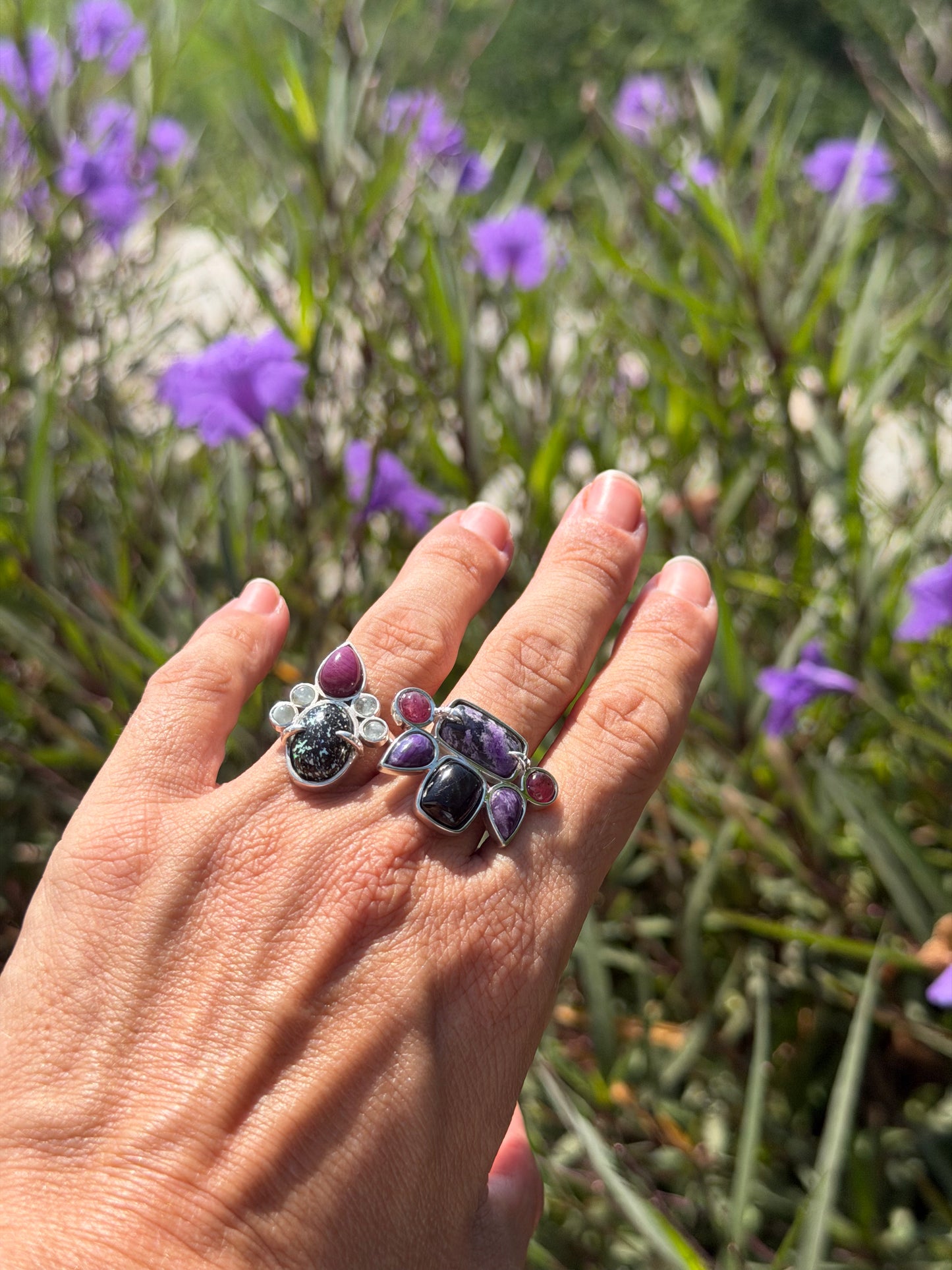 Charoite, Black Star and Ruby