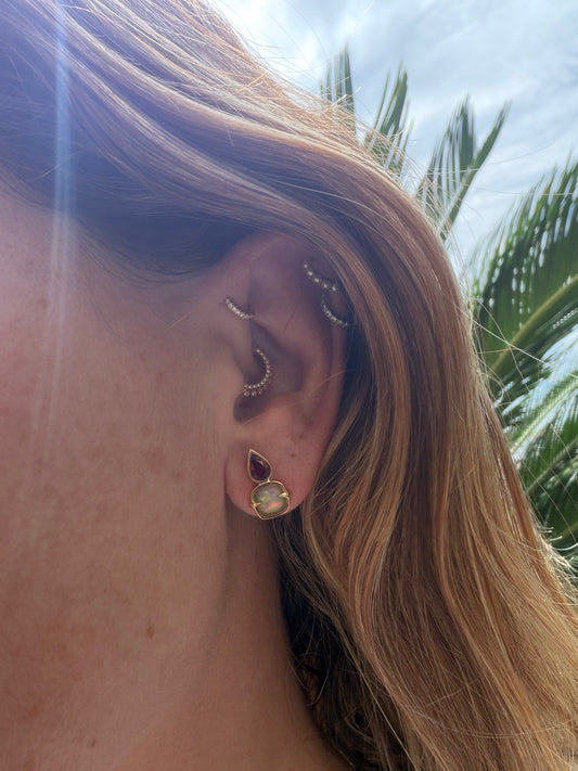 Square shiny Opal and Garnets