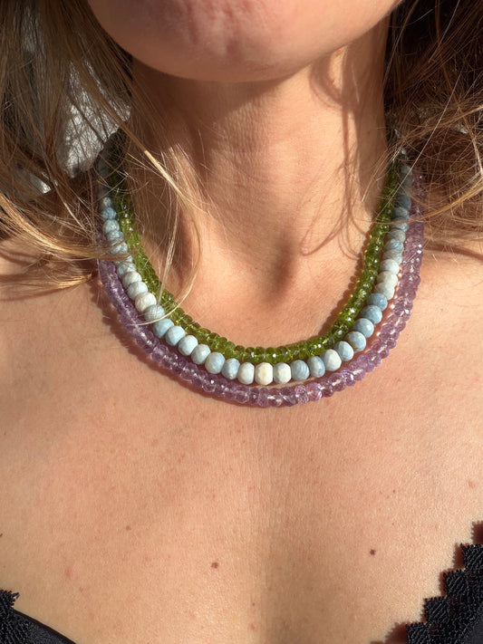 Faceted Blue Opal Disks