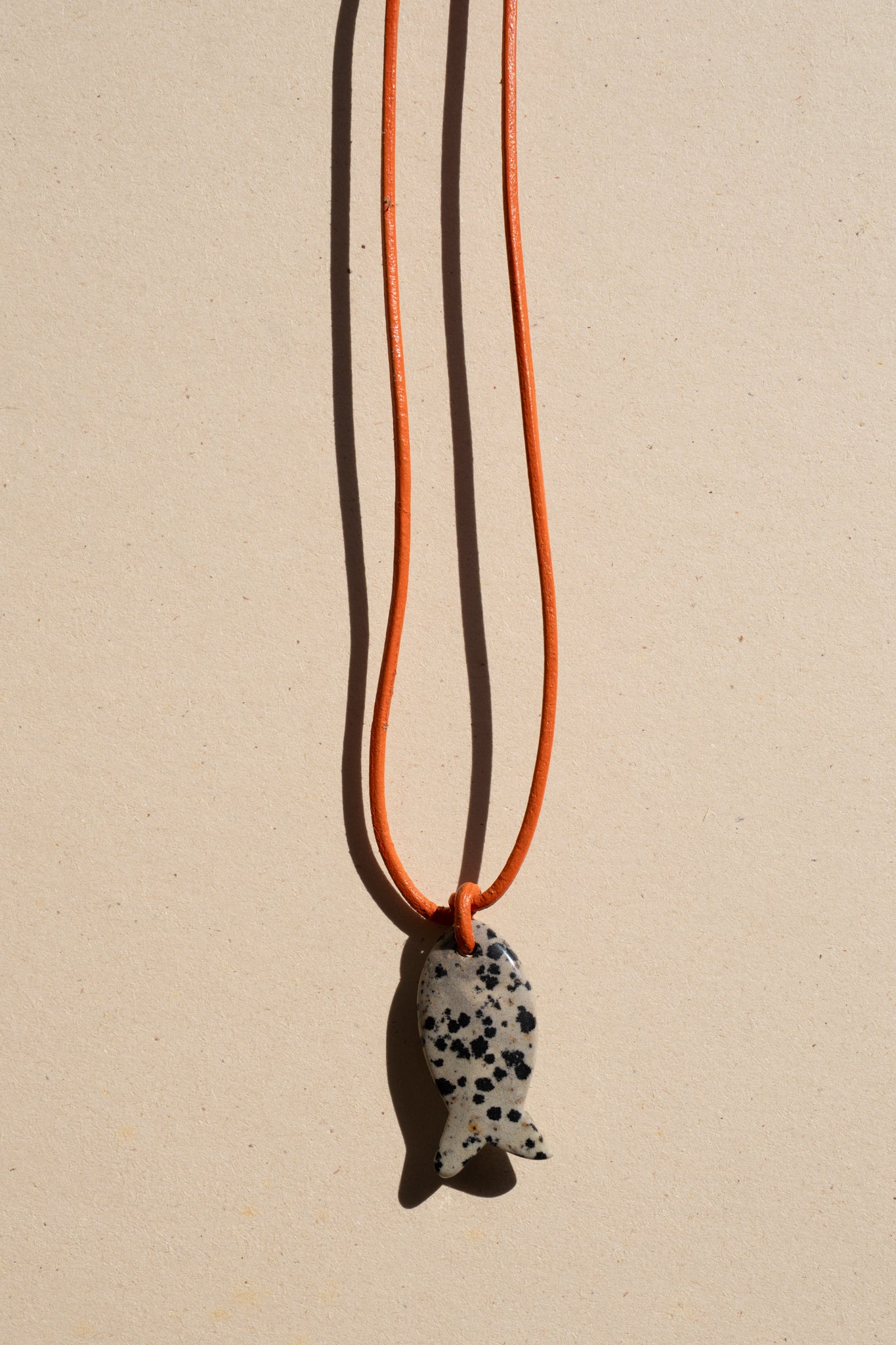 Dalmatian Jasper Fish in Orange leather strap