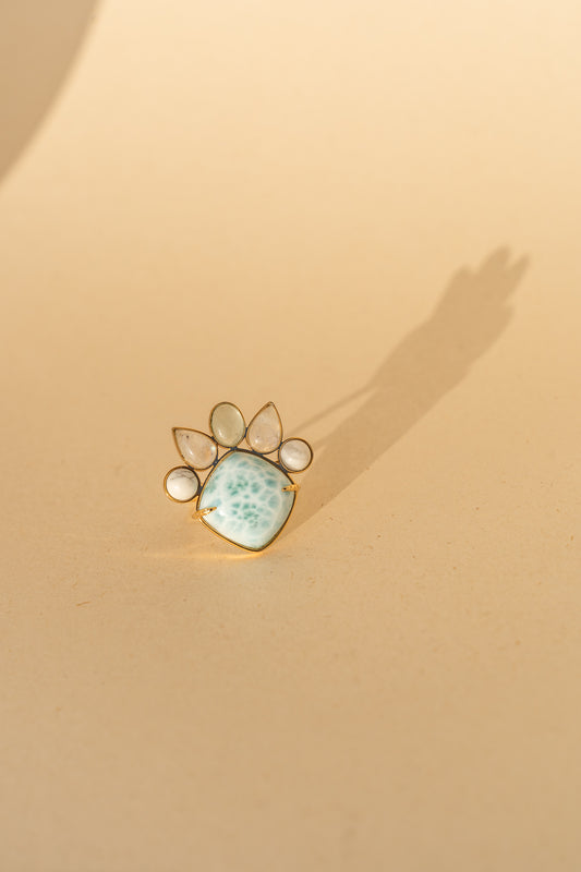 Square Larimar, Howlite, Aquamarine and Moonstone