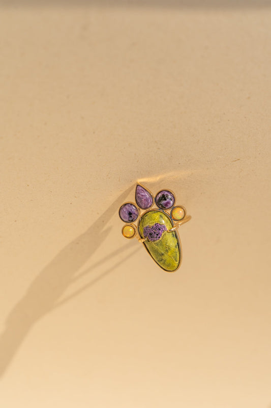 Atlantisite, Charoite and Opal