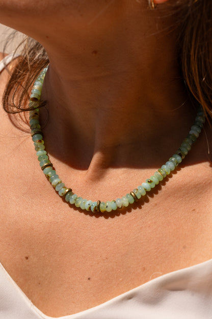 Chrysoprase Big Puka with Nigerian bead