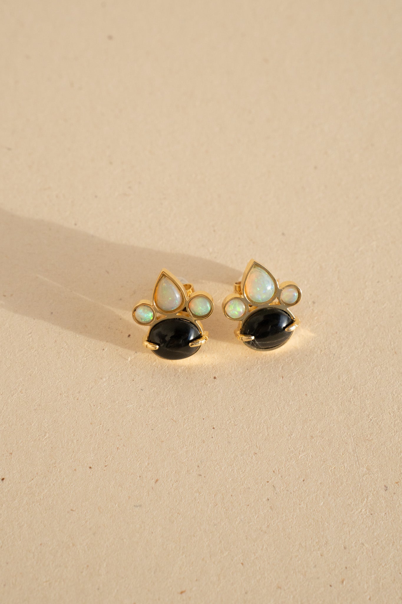 Black Star and Opals Earrings
