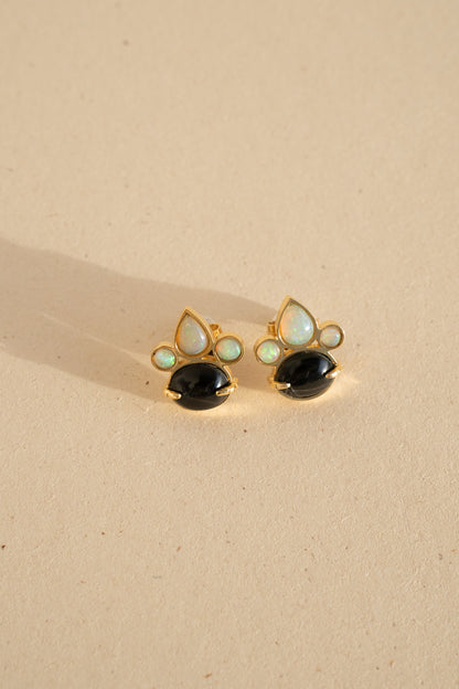 Black Star and Opals Earrings