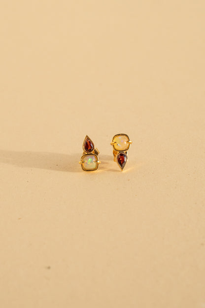 Square shiny Opal and Garnets