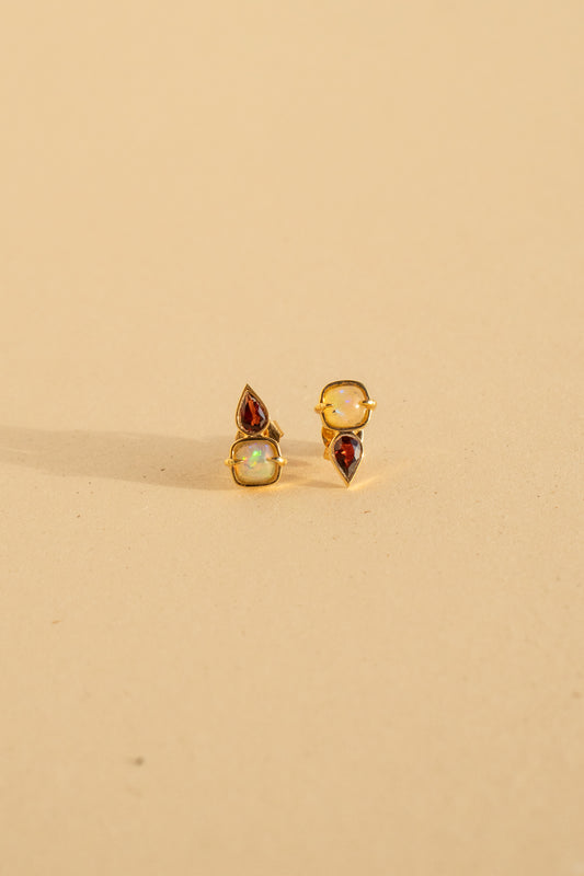 Square shiny Opal and Garnets
