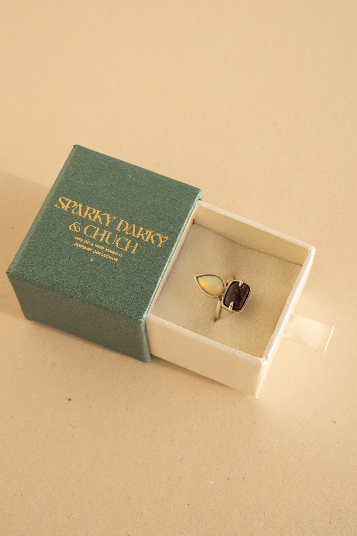 Rectangular Charoite and Opal Drop