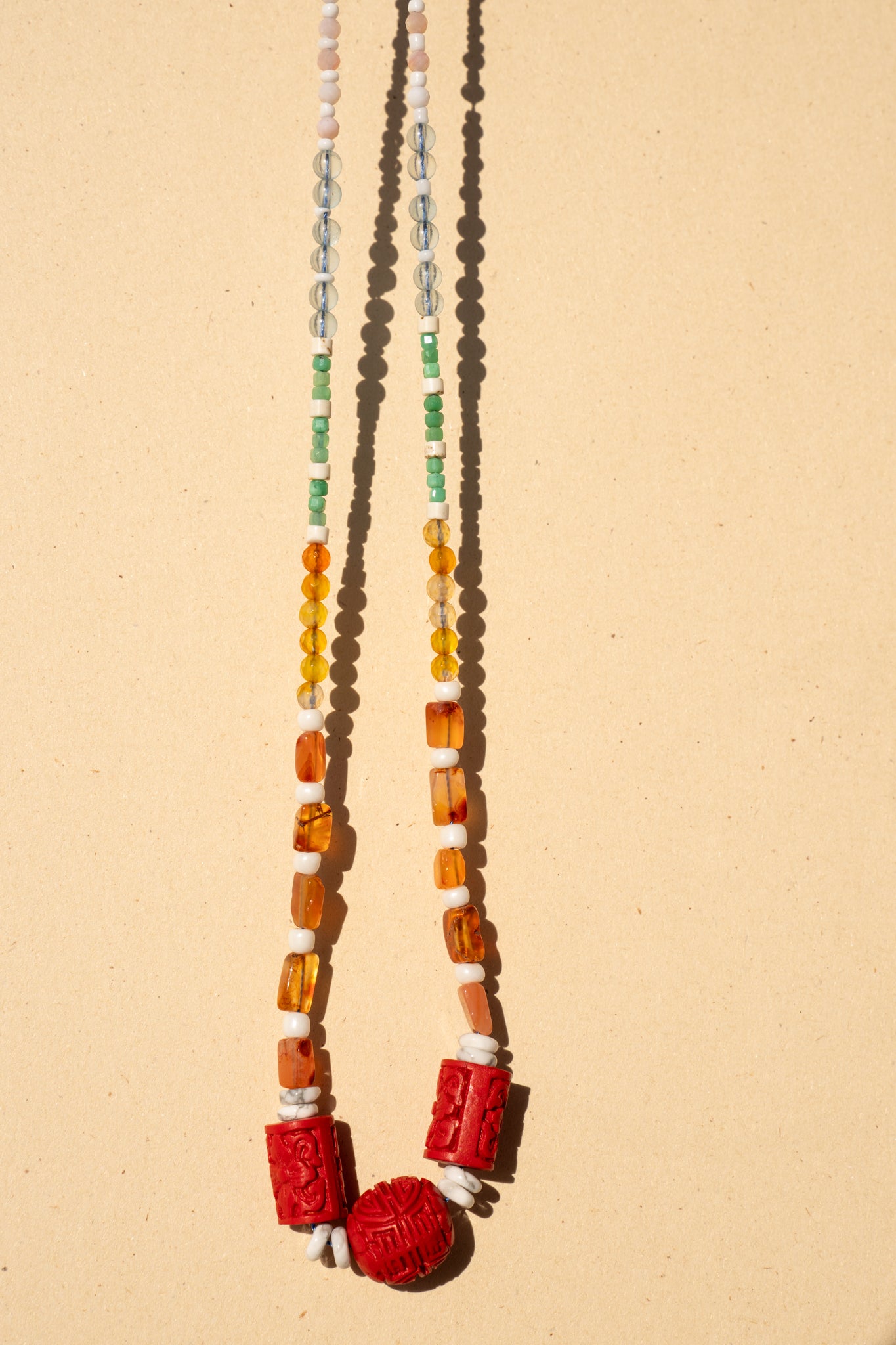Rainbow Multi Mineral with Red Chinese Charms
