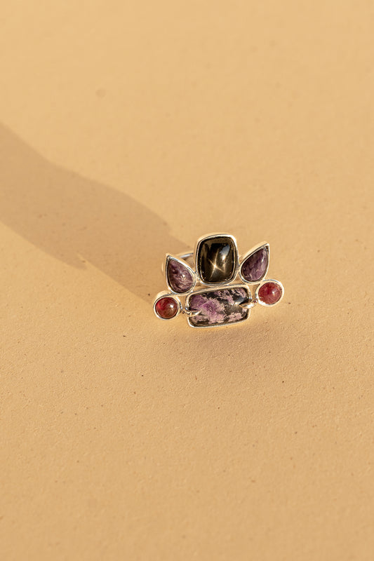 Charoite, Black Star and Ruby