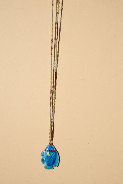 Faceted Tanzanite, Garnet and Peridot with Fish