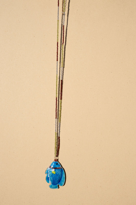Faceted Tanzanite, Garnet and Peridot with Fish
