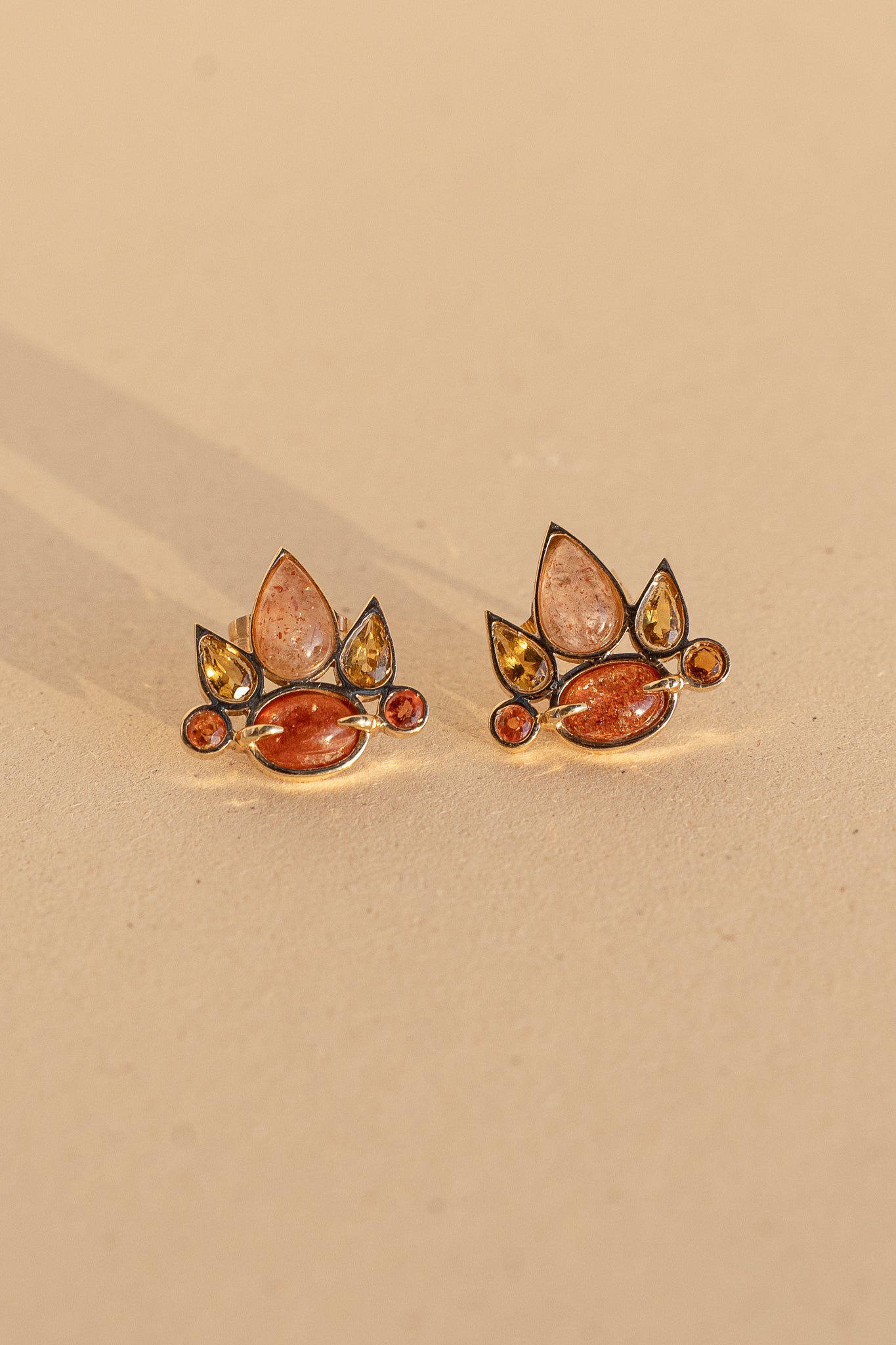 Sapphire and Sunstone Earrings