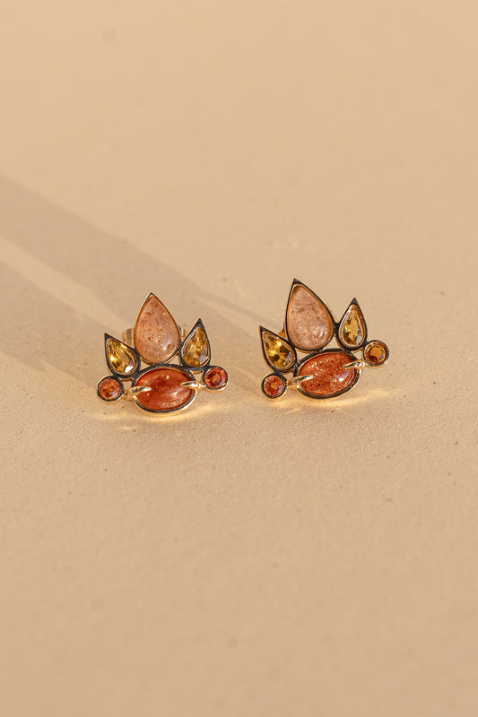 Sapphire and Sunstone Earrings