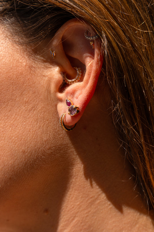 Square purple Spinel and Ruby Drop
