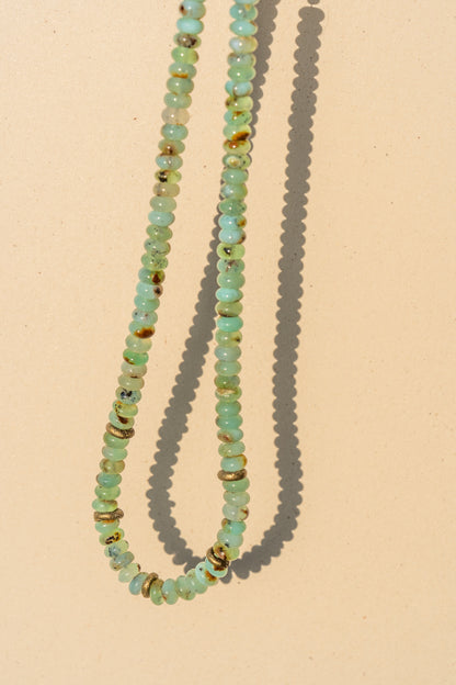Chrysoprase Big Puka with Nigerian bead