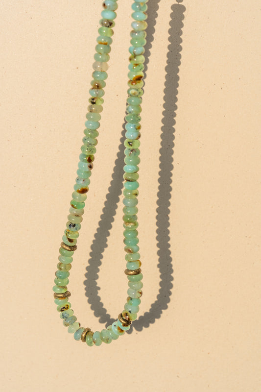 Chrysoprase Big Puka with Nigerian bead