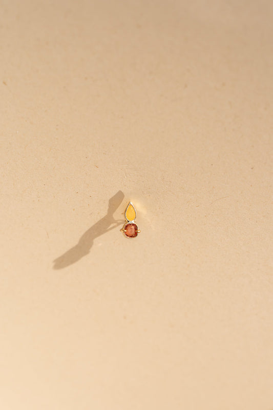 Yellow Square Sipnel and opal drop 