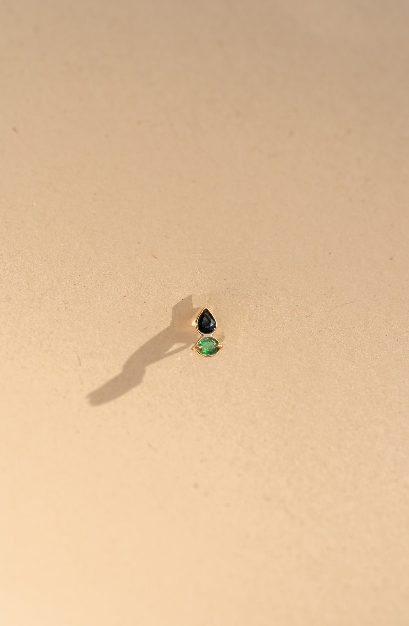 Oval Emerald and Blue Sapphire drop 