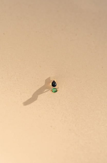 Oval Emerald and Blue Sapphire drop 