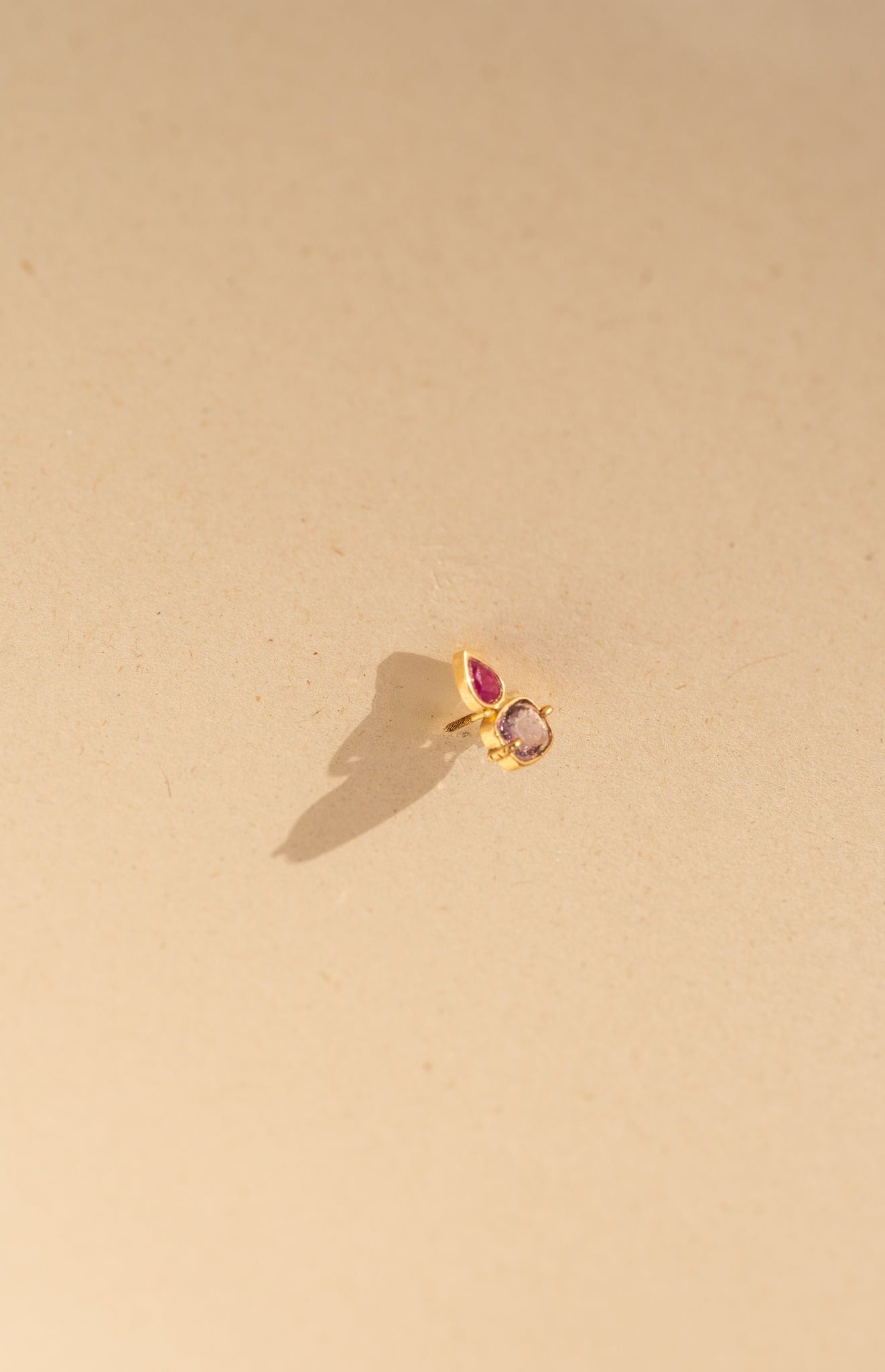 Square purple Spinel and Ruby Drop