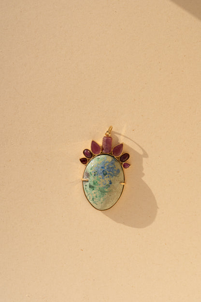 Chrysocolla with all types of Rubies