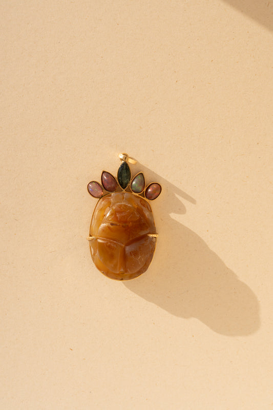 Egyptian Scarab and Multicolor Opals