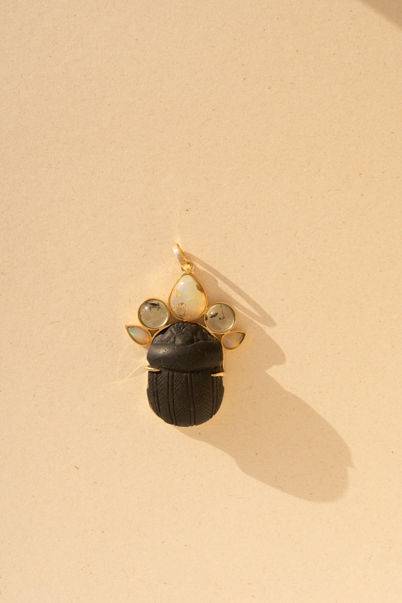 Egyptian Scarab, Prehnite and Opals