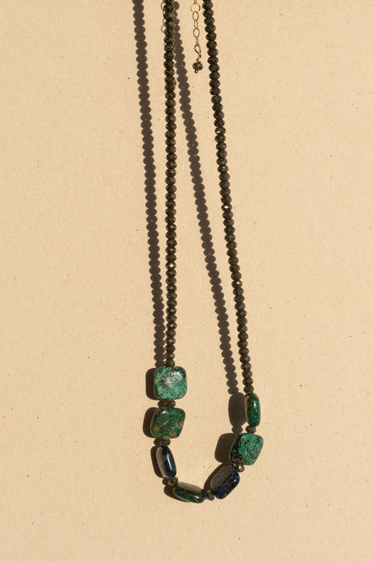 Malachite and Azurite with Pyrite