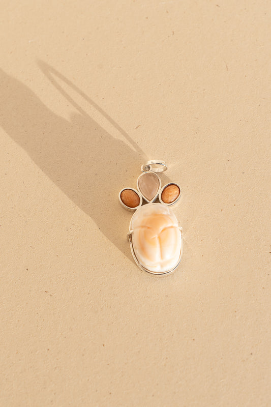 Egyptian Scarab, Rose Quartz and Sunstone