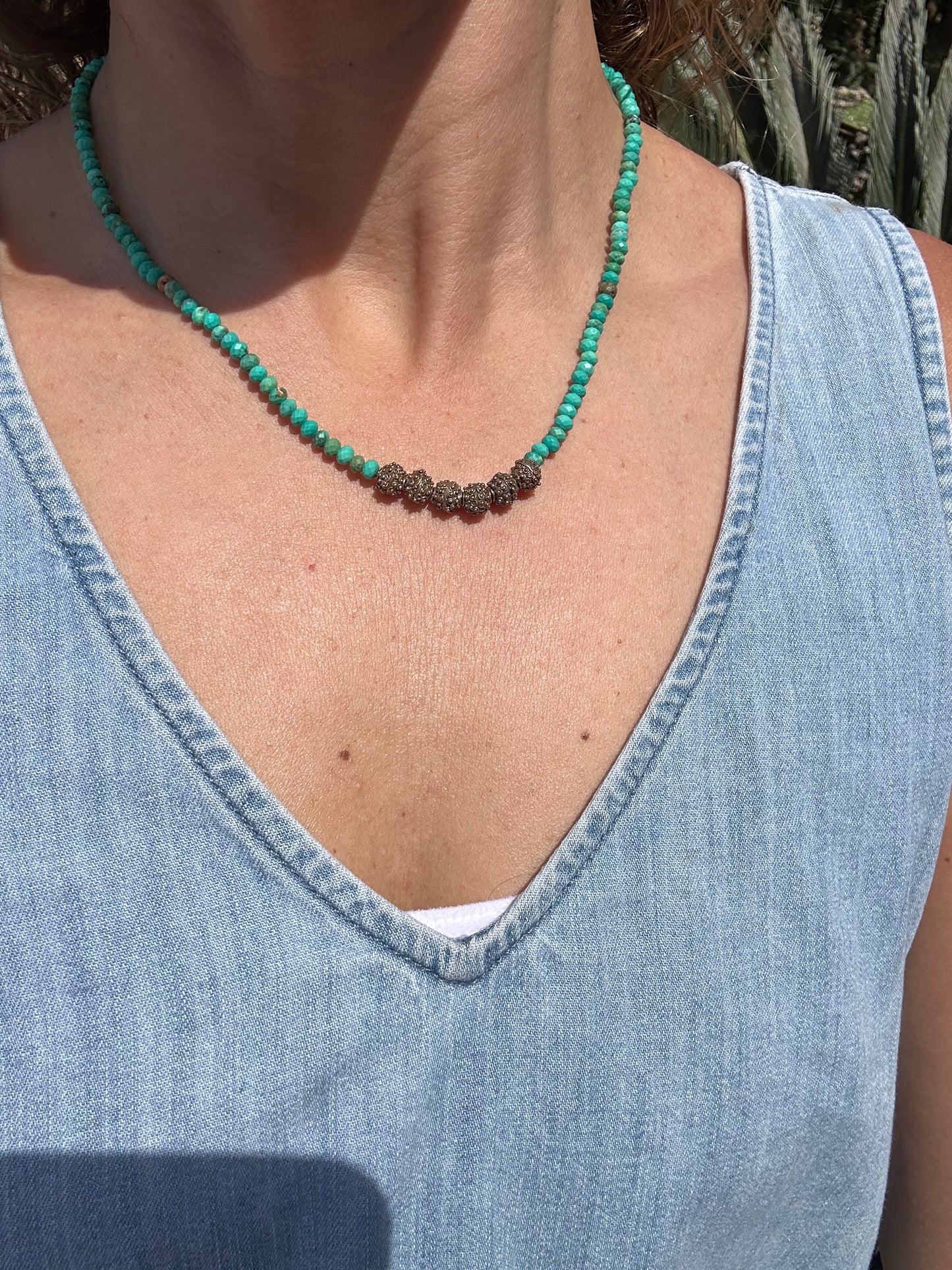 Faceted Turquoise with  Nigerian Beads