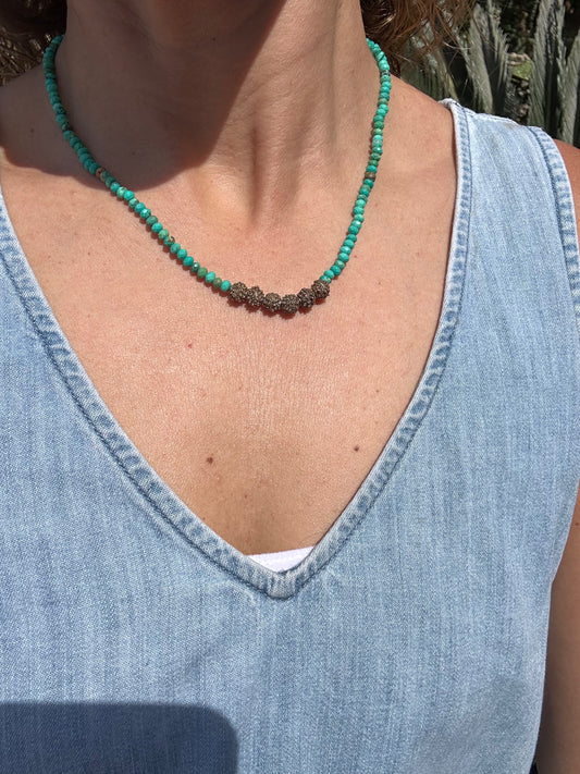 Faceted Turquoise with  Nigerian Beads