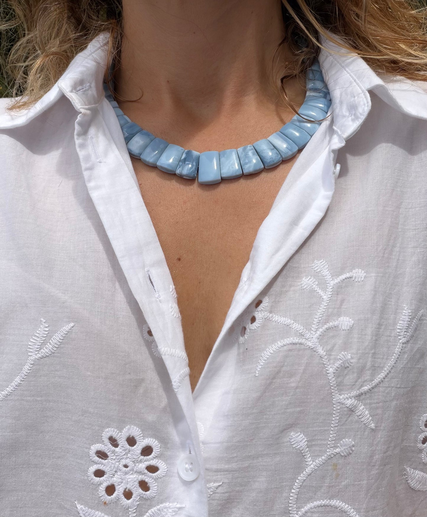 Blue Opal Circle Necklace