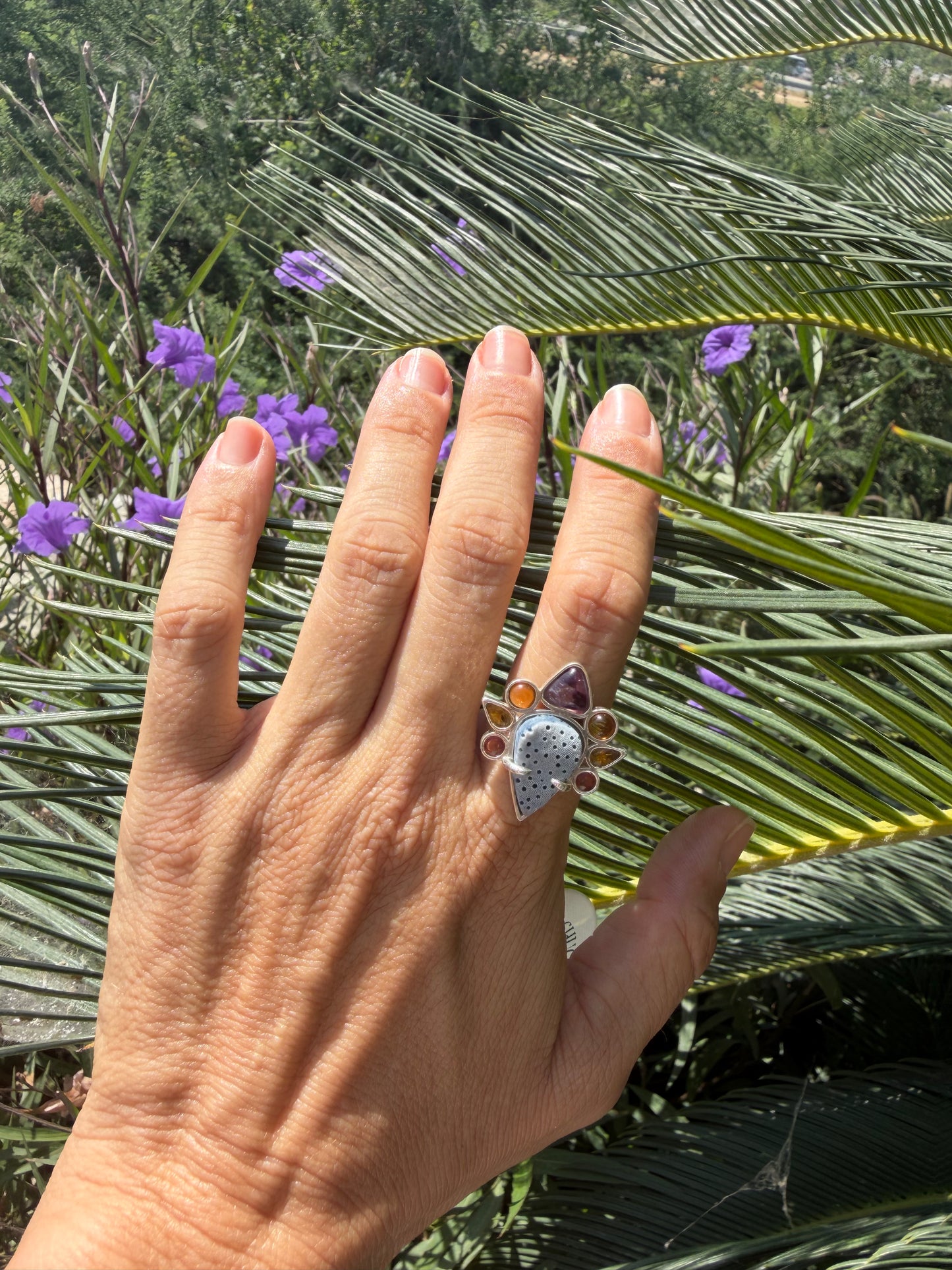 Blue coral, Sapphire, Garnet and Amethyst