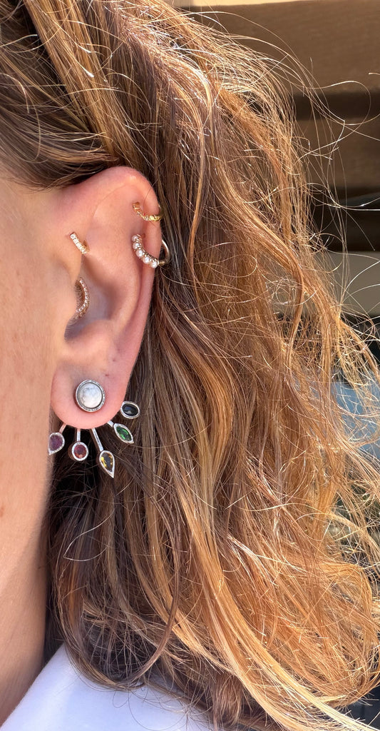 Silver Multicolor Earring. Ruby, Sapphire, Emerald and Tanzanite.