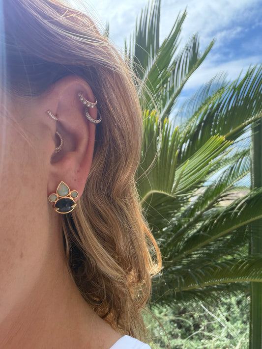 Black Star and Opals Earrings